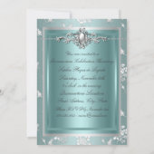 Invitation Blue Pearl & Rose Quinceanera Annonces (Dos)