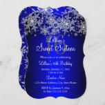 Invitation Blue Pearl Silver Snowflake Sweet 16<br><div class="desc">Royal Blue Pearl Sweet 16 Anniversaire,  Winter Wonderland Invitation. Joli design de flocon de cristal argenté. Remarque : Toutes les images plates,  Ils n'ont pas de vrais bijoux!</div>