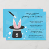 Invitation Blue Peek-a-Boo Rabbit Magie personnalisée Fête d' (Devant / Derrière)