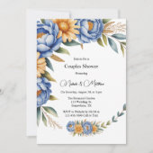 Invitation Blue Peony et Jaune Daisies Couples Douche (Devant)