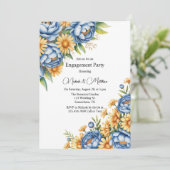 Invitation Blue Peony et Jaune Daisy Party (Debout devant)