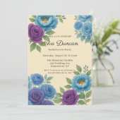 Invitation Blue Peony & Fig Purple Rose Bachelorette Party (Debout devant)