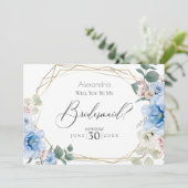 Invitation Blue Peony Flowers Serez-Vous Ma Femme D'Accueil (Debout devant)