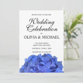 Invitation Blue periwinkel élégant floral hydrangeas Mariage (Debout devant)