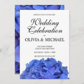 Invitation Blue periwinkel élégant floral hydrangeas Mariage (Devant / Derrière)