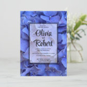 Invitation Blue periwinkel élégant floral hydrangeas Mariage (Debout devant)
