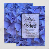 Invitation Blue periwinkel élégant floral hydrangeas Mariage (Devant / Derrière)
