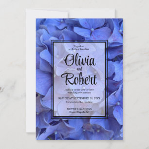Invitation Blue periwinkel élégant floral hydrangeas Mariage