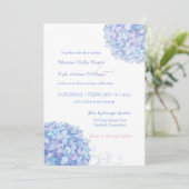 Invitation Blue Periwinkle Hydrangeas Jardin Mariage (Debout devant)