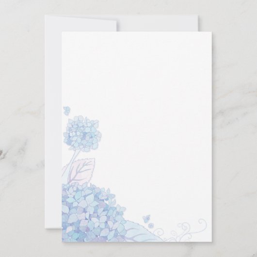 Invitation Blue Periwinkle Hydrangeas Jardin Mariage (Dos)