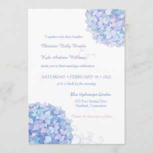 Invitation Blue Periwinkle Hydrangeas Jardin Mariage