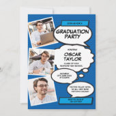 Invitation Blue Photo Collage Moderne Fun Graduation Party (Devant)