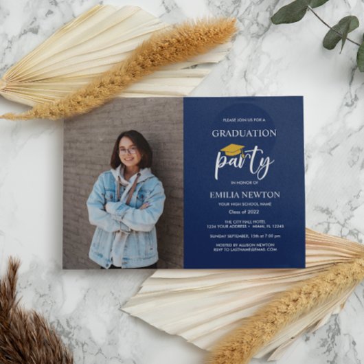 Invitation Blue Photo TASSEL Graduation Party