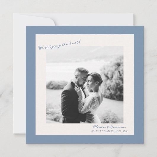 Invitation Blue Photo Wedding Save the Date (Devant)
