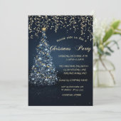 Invitation Blue Pine Tree Gold Noël Compagnie (Debout devant)