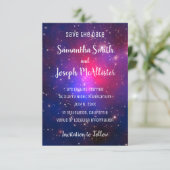 Invitation Blue Pink et Purple Space Image Enregistrer la dat (Debout devant)