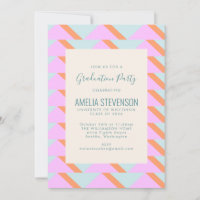 Blue Pink Pastel Retro Geometry Graduation Party