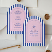 Invitation Blue & pink tennis bachelorette itinerary invitat