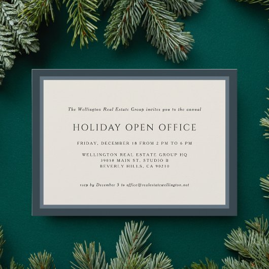 Invitation Blue Plaid Business Corporate Holiday Christmas