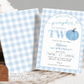 Invitation Blue Plaid Preppy Citrouille Boy 2e anniversaire