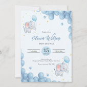 Invitation Blue Playful Elephants (Devant)