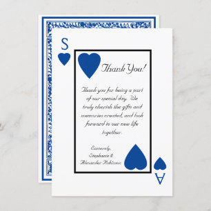 Invitation Blue Playing Card Vegas Mariage Merci Notes