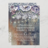 Invitation Blue Plum Maroon Rustic Floral (Devant / Derrière)