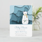 Invitation Blue Polar Ours maman et bébé dans le Baby shower (Debout devant)