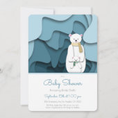 Invitation Blue Polar Ours maman et bébé dans le Baby shower (Devant)