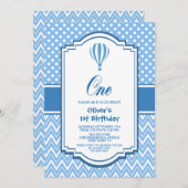 Invitation Blue Polka Dot 1ère fête d'anniversaire (Devant / Derrière)
