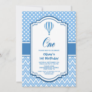 Invitation Blue Polka Dot 1ère fête d'anniversaire