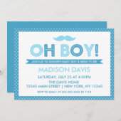 Invitation Blue Polka Dot Oh Baby shower garçon (Devant / Derrière)