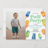 Invitation Blue Pool Party Popsicle Photo Anniversaire (Devant)