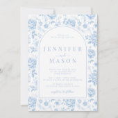 Invitation Blue Porcelain Chinoiserie Floral Mariage (Devant)