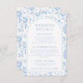 Invitation Blue Porcelain Chinoiserie Floral Mariage Détails (Devant / Derrière)