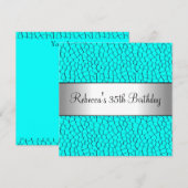 Invitation Blue Poster de animal 35th Elegant Birthday Party (Devant / Derrière)