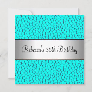 Invitation Blue Poster de animal 35th Elegant Birthday Party