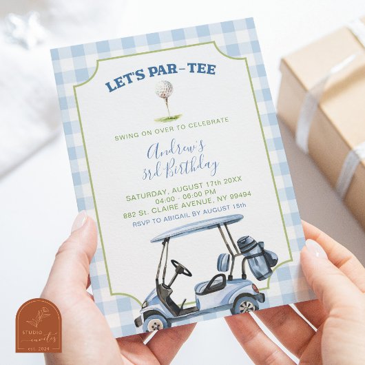 Invitation Blue Preppy Golf N'importe quel âge Anniversaire P