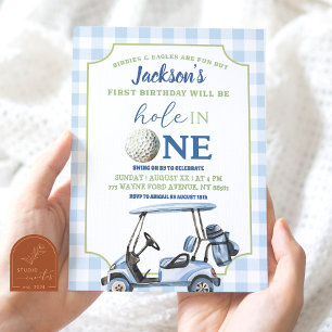 Invitation Blue Preppy Hole In One Boy Premier Golf Anniversa