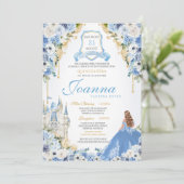 Invitation Blue Princess Cinderella Royal Quinceanera v6 (Debout devant)