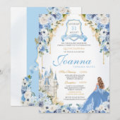 Invitation Blue Princess Cinderella Royal Quinceanera v6 (Devant / Derrière)