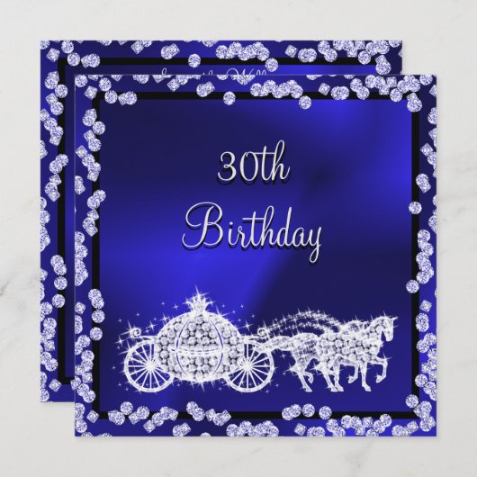 Invitation Blue Princess Coach & Horses 30e anniversaire (Devant / Derrière)