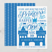 Invitation Blue Princess Winter Birthday Party (Devant / Derrière)