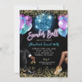 Invitation Blue Purple Disco Basket Ball Girl'anniversaire (Devant)