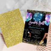 Invitation Blue Purple Disco Basket Ball Girl'anniversaire