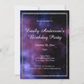 Invitation Blue Purple Galaxy Argent Anniversaire (Devant)