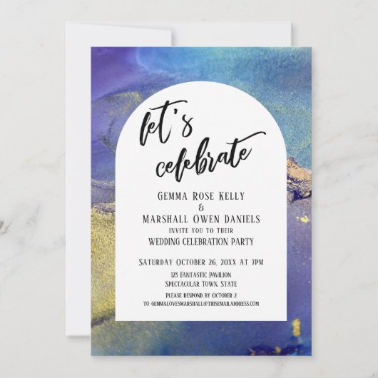 Invitation Blue Purple Gold Inks Célébrons Arch (Devant)
