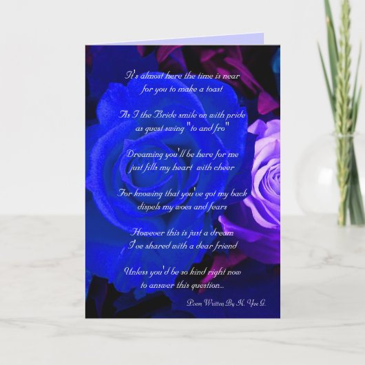 Invitation Blue Purple Rose Serez-Vous Mon Invitat D'Épouse (Devant)