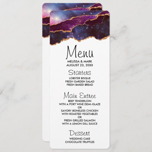 Invitation Blue & Purple Space & Stars Agate moderne (Devant / Derrière)