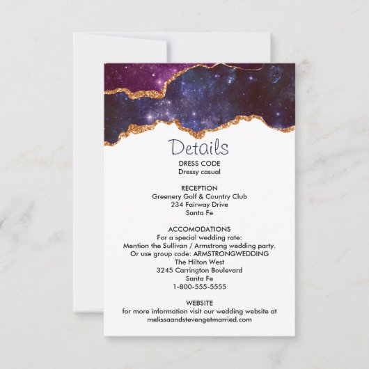 Invitation Blue & Purple Space & Stars Moderne Agate Mariage (Devant)
